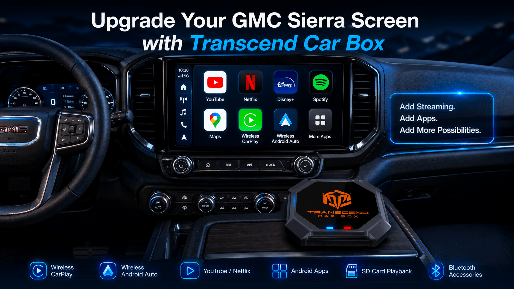 CarPlay AI Box for GMC Sierra with Transcend Car Box