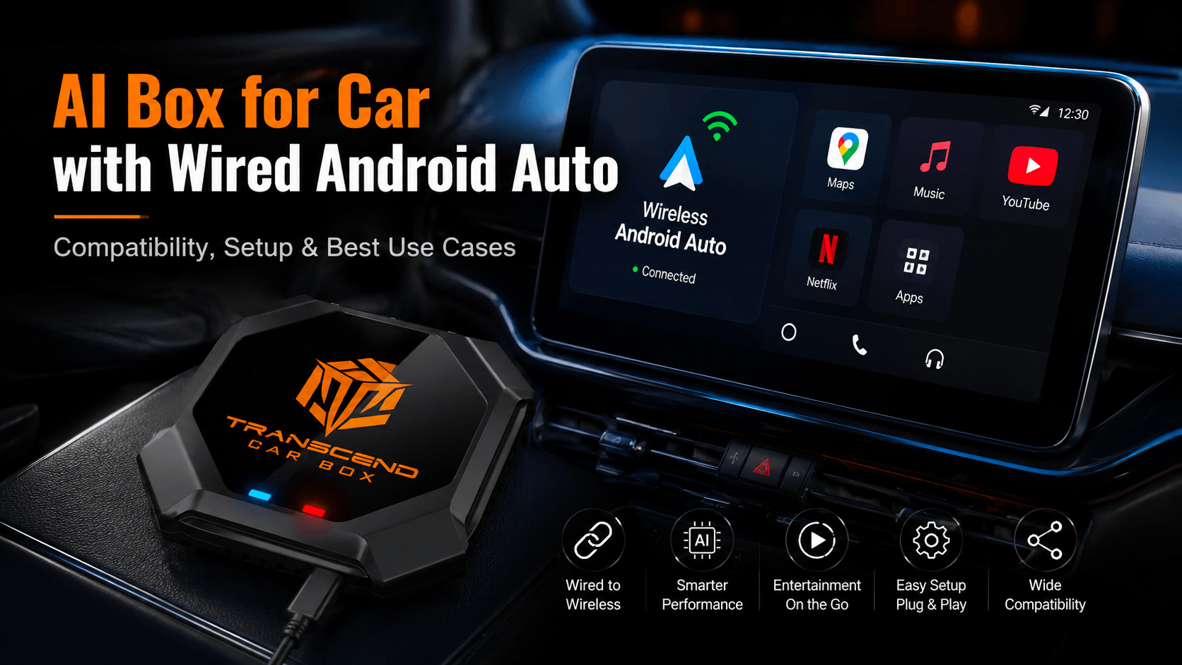 AI box for car with wired Android Auto and Transcend Car Box